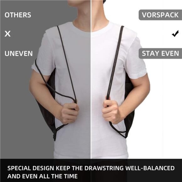 Drawstring Backpack Water Resistant String Bag Sports Sackpack Gym Sack - Picture 4 of 7